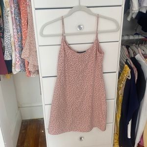 Pink flower pattern dress.